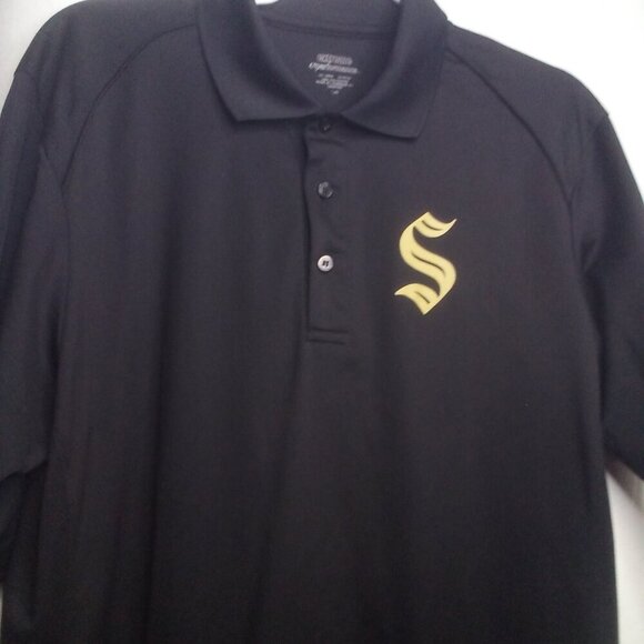 Seagram's Gin Polo Shirt L Men Short Sleeve Golf Black Gold - Picture 6 of 14